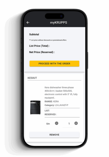 Schermata carrello myKRUPPS